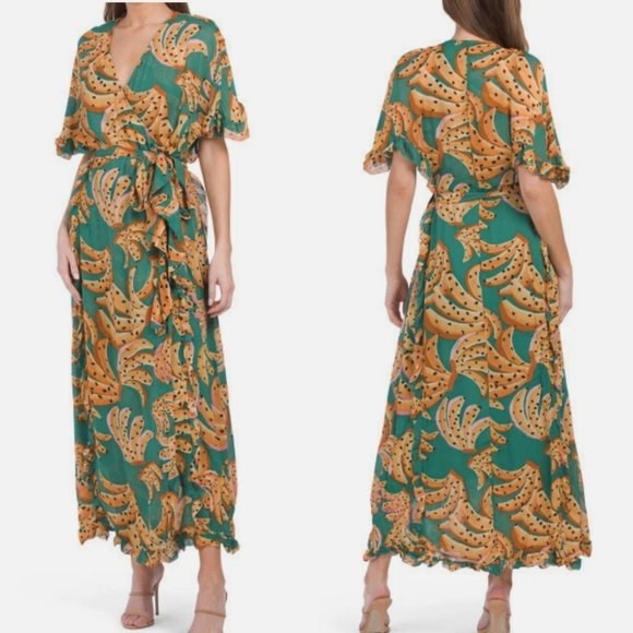 FARM Rio Dresses & Skirts - NWT Farm Rio | Raining Bananas Wrap Maxi Dress